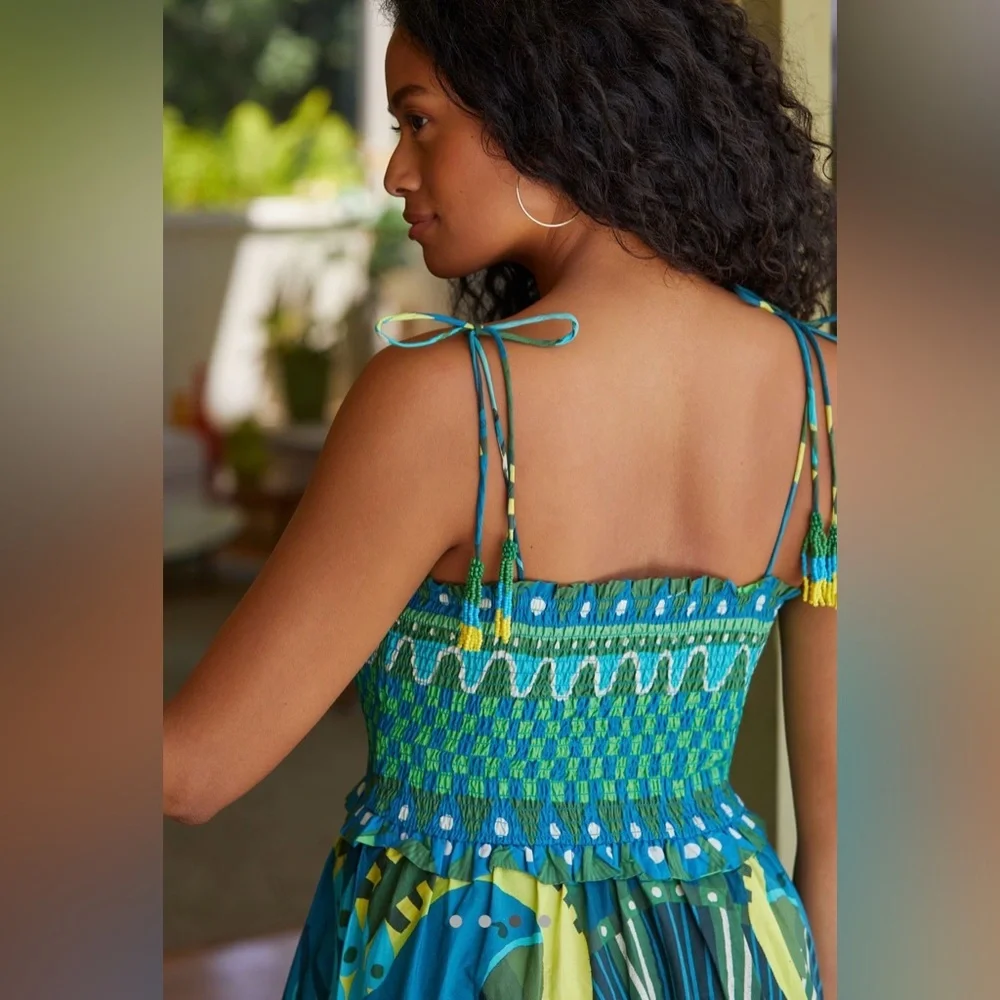 FARM Rio Green & Teal Tropical Midi Dress - Picture 3 of 9